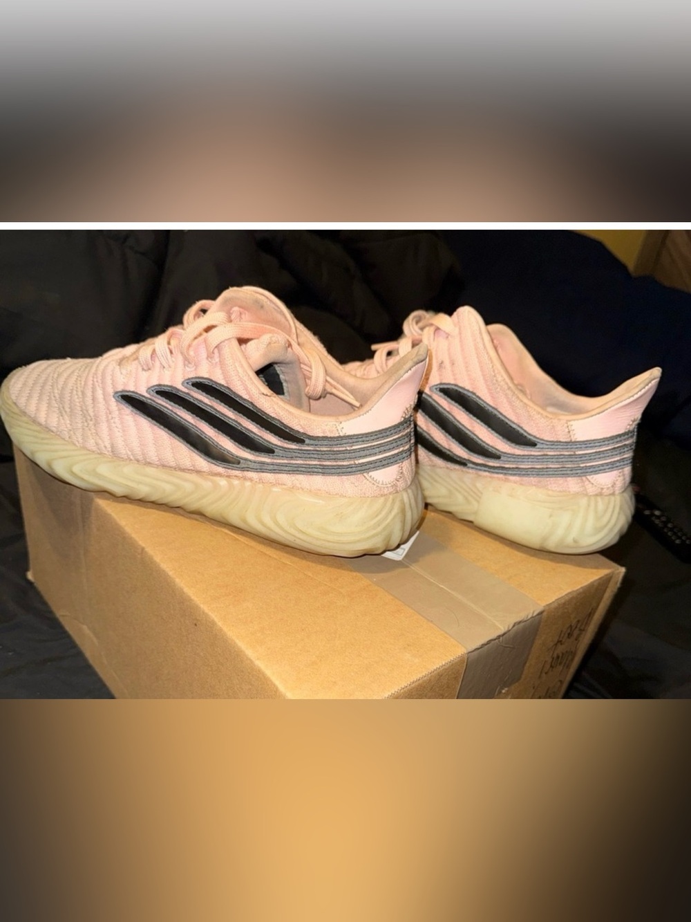 adidas Light Pink Lace-Up Sneakers with Black Accent m8.5